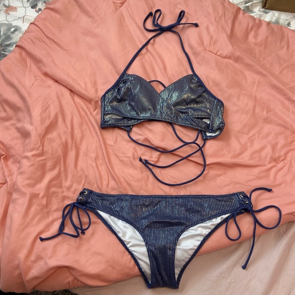PINK Victoria's Secret Other - PINK Victoria’s Secret Shiny Blue Bikini
